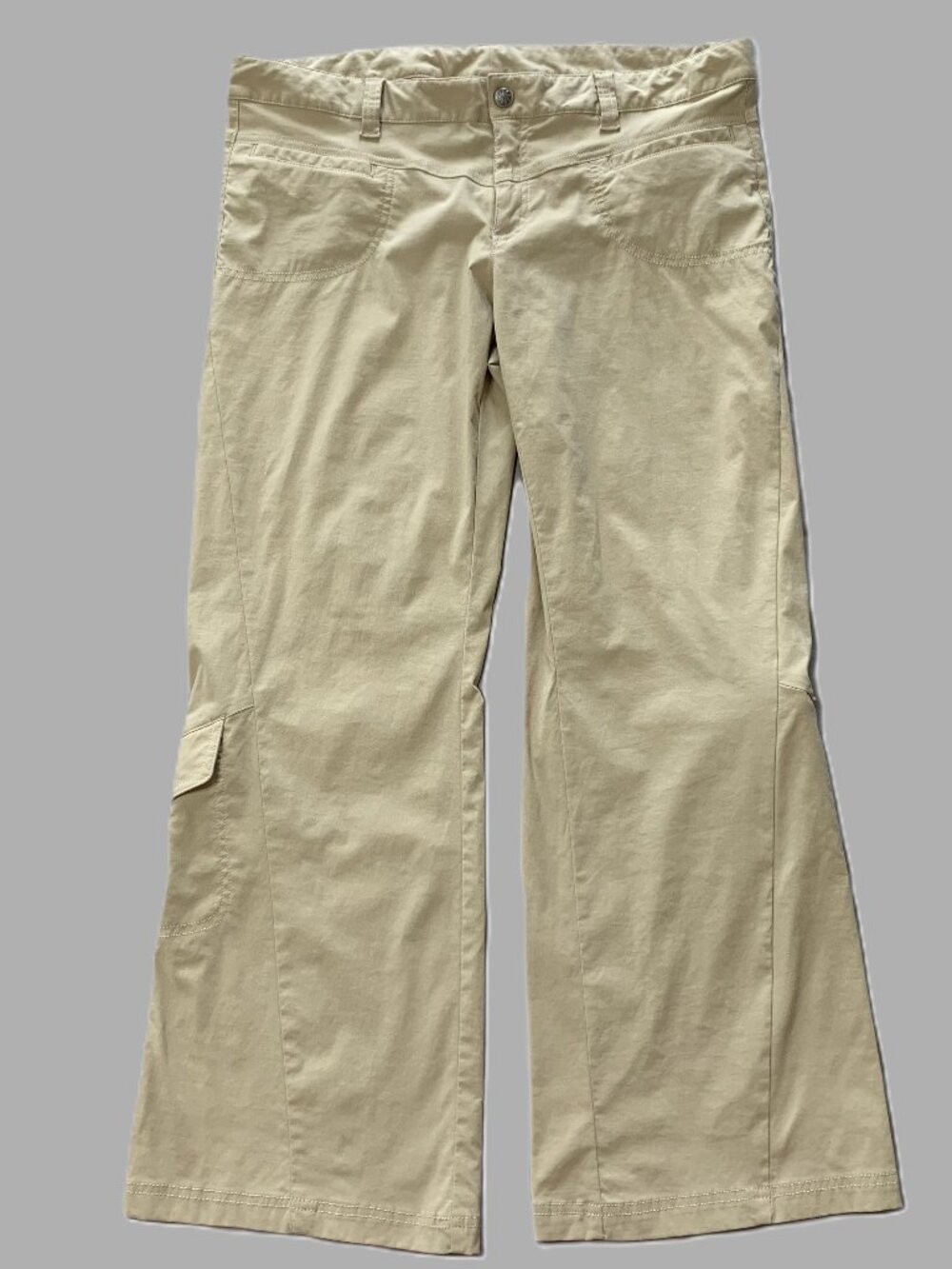 Athleta Women Active Beige Wide Leg Pants Hiking Outdoors Campcore Size 14P